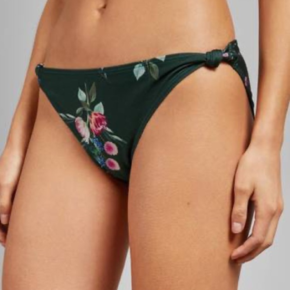 Ted Baker Tekeria FH9W Flourish Knot Detail Green Floral Bikini Bottom